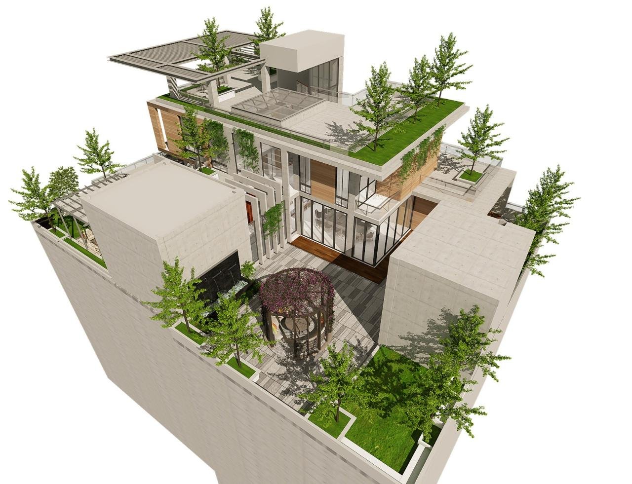 Penthouse for Sumon Saha - rooftop garden aerial view